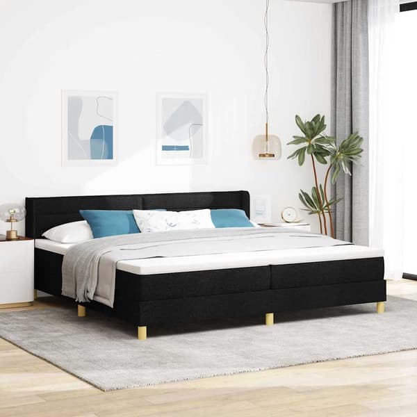 vidaXL Box spring seng med madras Sort 200 x 200 cm Polyester