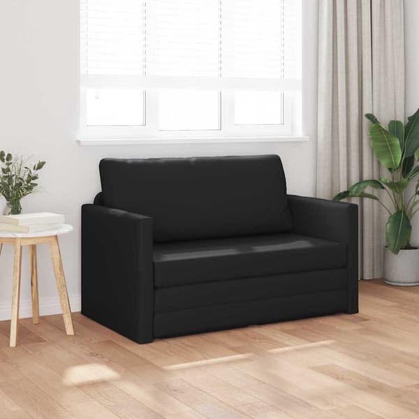 vidaXL Sovesofa 110cm Sort Kunstlæder