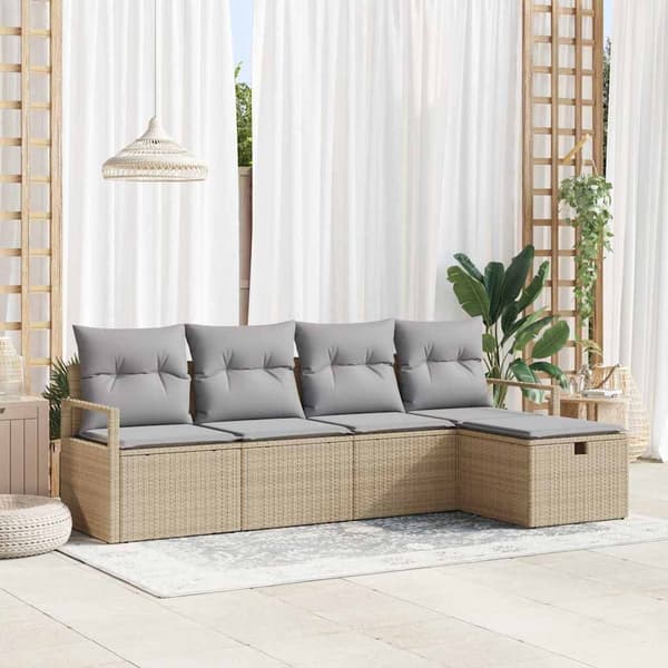 vidaXL Sofa Sæt med pude 5 pcs Beige og lys grå polyrattan