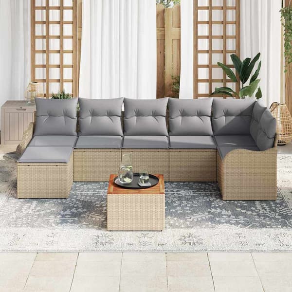 vidaXL Havesofa Sæt 8 pcs Beige, lys grå