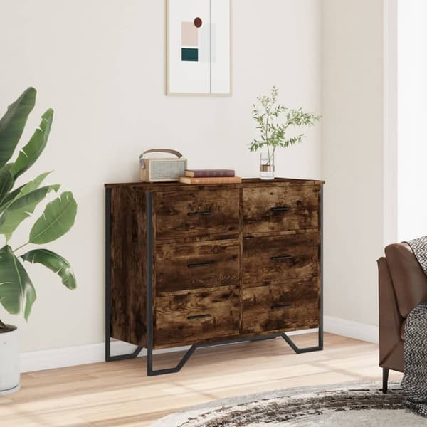 vidaXL kommode 91x35,5x74,5 cm konstrueret træ røget egetræsfarve