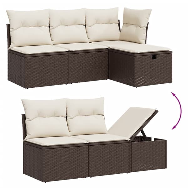 vidaXL sofasæt til haven 6 dele med hynder polyrattan brun