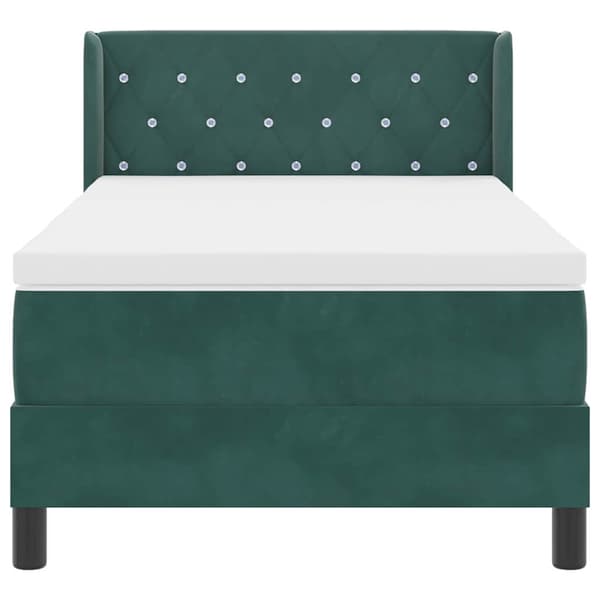 vidaXL Box spring seng med madras Mørkegrøn 190 x 90 cm Polyester