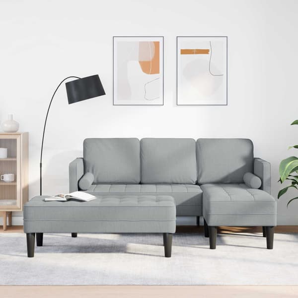 vidaXL Sofa Sæt med pude 2 pcs Lysegrå Polyester