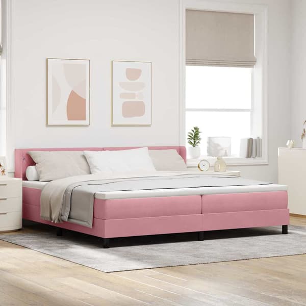 vidaXL Box spring seng med madras Lyserød 200 x 200 cm Polyester