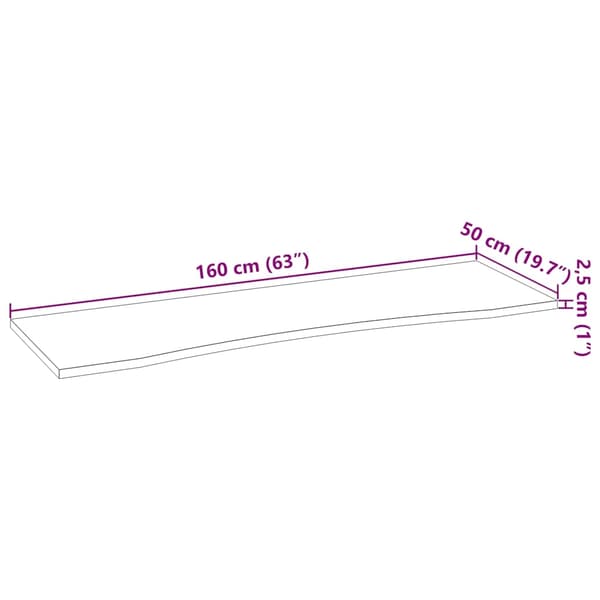 vidaXL bordplade 160x50x2,5 cm massivt egetræ rektangulær mørkebrun