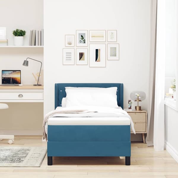 vidaXL Box spring seng med madras Mørk blå 200 x 90 cm Polyester