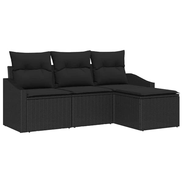 vidaXL Sofa Sæt med pude 4 pcs Sort polyrattan
