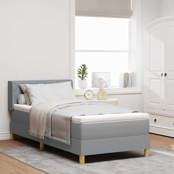 vidaXL Box spring seng med madras Lysegrå 190 x 90 cm Polyester