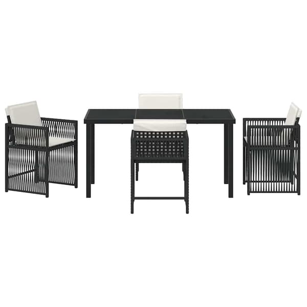 vidaXL Have Spisebordssæt 5 pcs Sort polyrattan