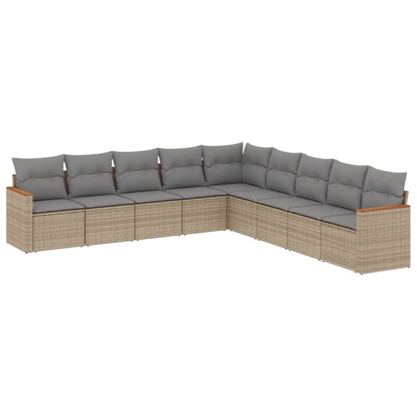 vidaXL sofasæt til haven 9 dele med hynder polyrattan beige