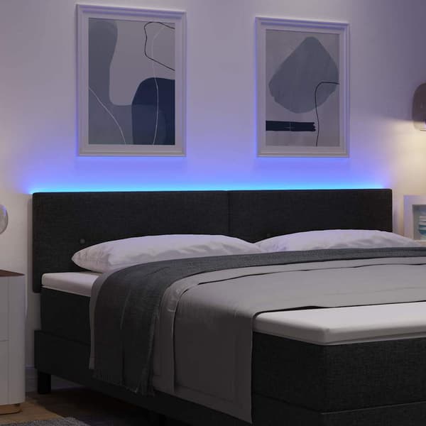 vidaXL LED sengegavl med knapper sort 90 cm stof