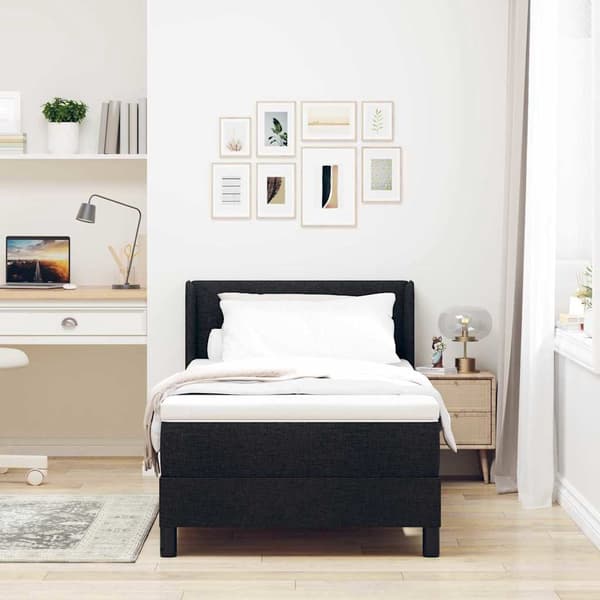 vidaXL Box spring seng med madras Sort 200 x 80 cm Polyester