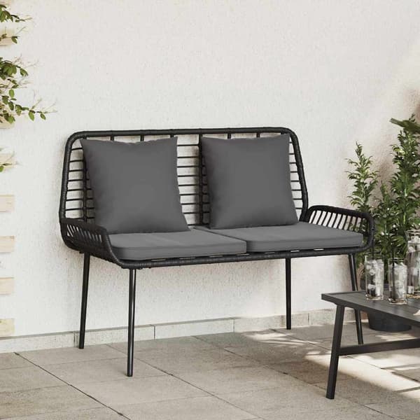 vidaXL Havebænk Sort og Anthracit polyrattan