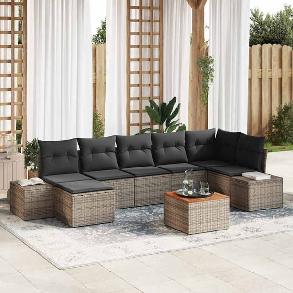 vidaXL Havesofa Sæt 8 pcs Grå