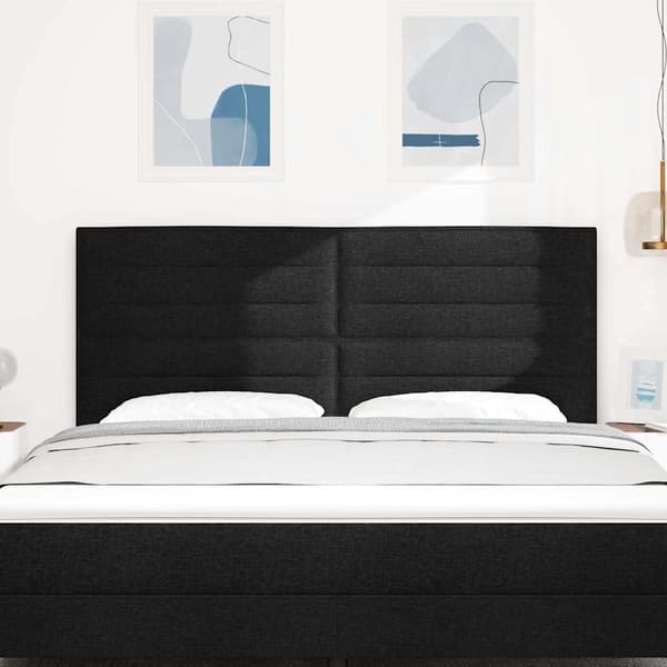 vidaXL Sengegavl Linjer Design Sort 180 cm Stof