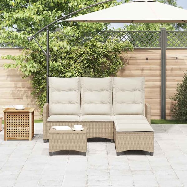 vidaXL sofasæt til haven 3 dele med hynder L-formet polyrattan beige