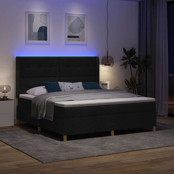 vidaXL Box spring seng med madras Sort 140 x 200 cm Stof