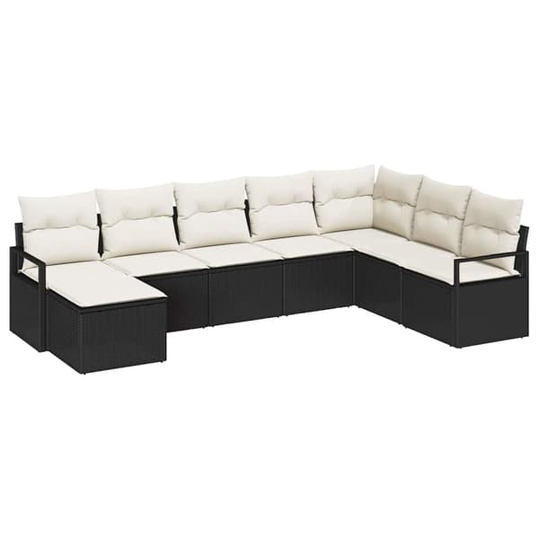vidaXL Sofa Sæt med pude 8 pcs Sort polyrattan