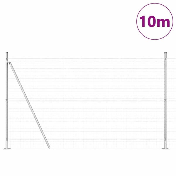 vidaXL Hegn med stolper Sølv 1.6 x 10 m Stål