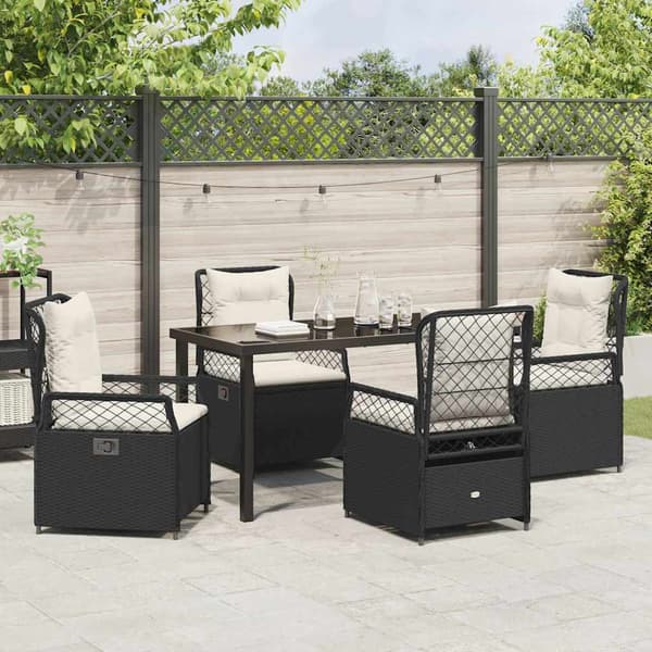 vidaXL Have Spisebordssæt 5 pcs Sort polyrattan