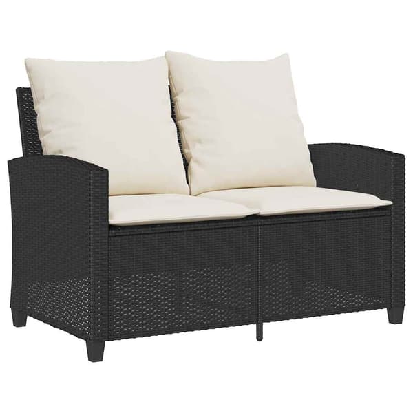 vidaXL sofasæt til haven 6 dele med hynder polyrattan sort