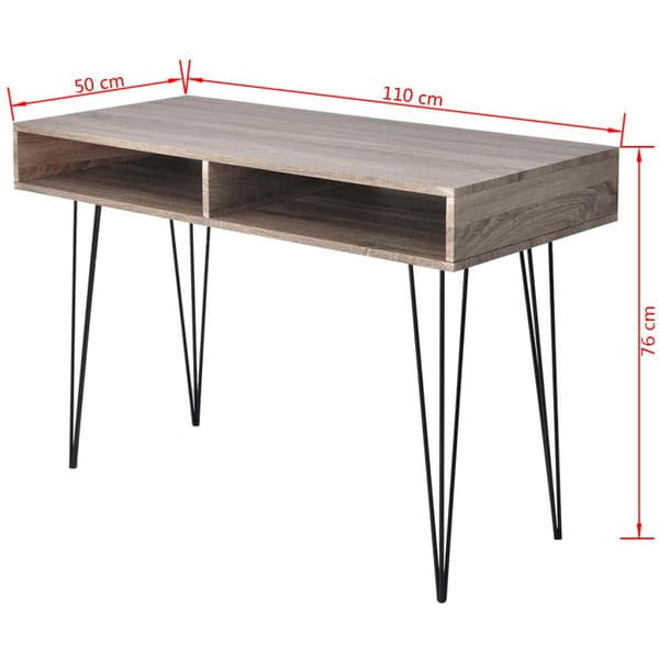 vidaXL skrivebord med 2 rum grå