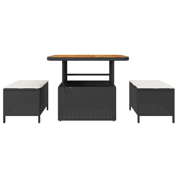 vidaXL Have Spisebordssæt Sort polyrattan