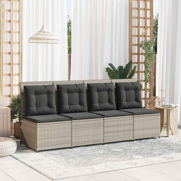 vidaXL Havemøbelsofa med pude Lysegrå polyrattan