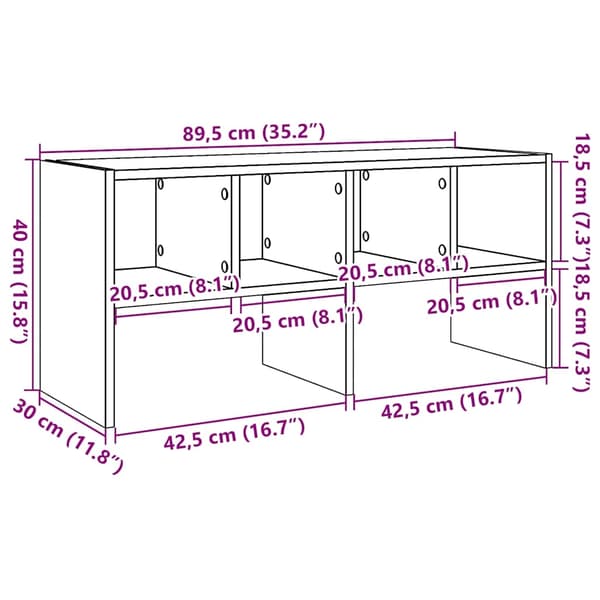 vidaXL skostativ stabelbar 89,5x30x40 cm røget egetræsfarve