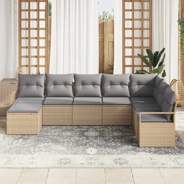 vidaXL Sofa Sæt med pude 8 pcs Beige polyrattan