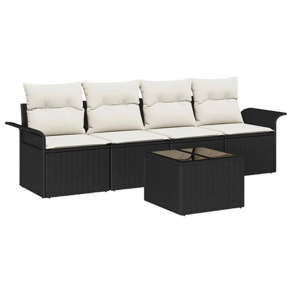 vidaXL Sofa Sæt med pude 5 pcs Sort polyrattan