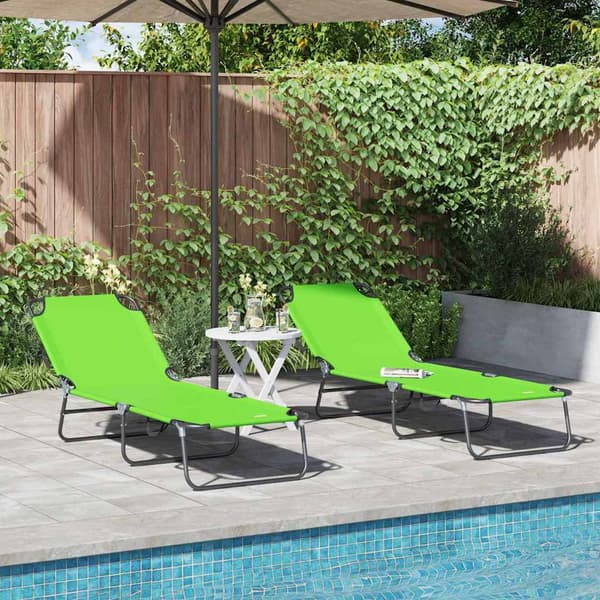 vidaXL Foldestol 2 pcs Grøn 188 x 57 x 86,5 cm Polyester
