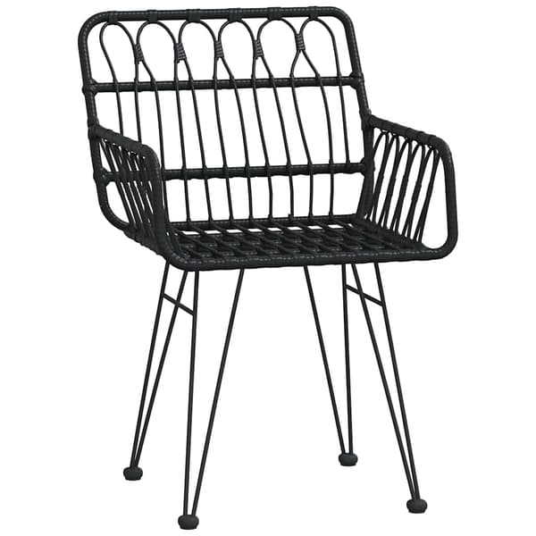 vidaXL Have Spisebordssæt 7 pcs Sort Poly rattan