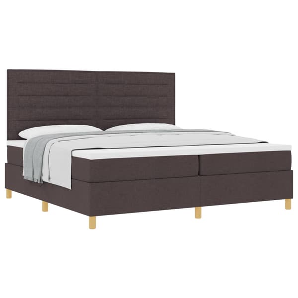 vidaXL Box spring seng med madras Mørk Brun 200 x 200 cm Stof