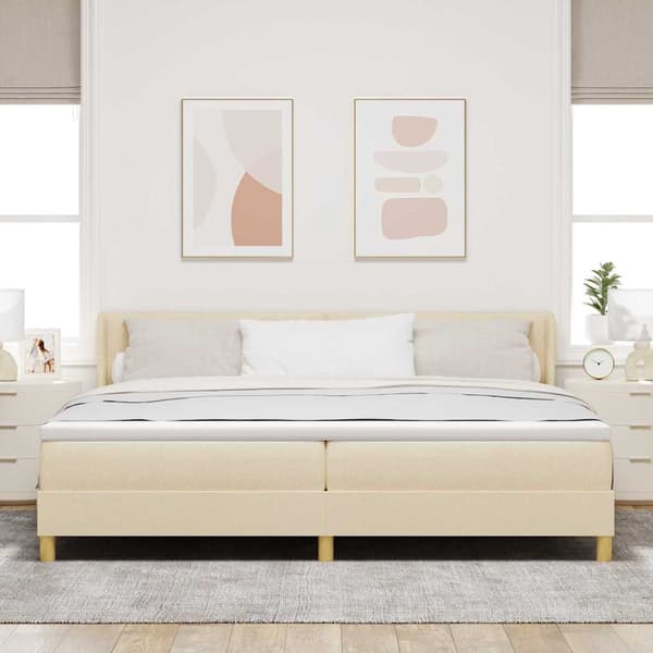 vidaXL Box spring seng med madras Creme 200 x 200 cm Polyester