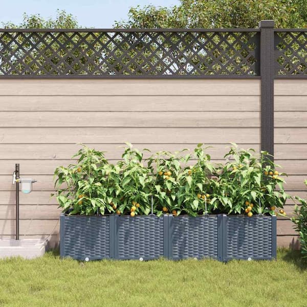 vidaXL Have Blomsterkrukke 4 pcs Lys Grå Stål