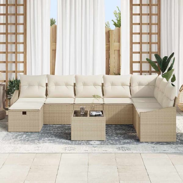 vidaXL Sofa Sæt med pude 8 pcs polyrattan