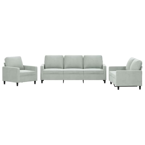 vidaXL sofasæt 3 dele med hynder velour lysegrå