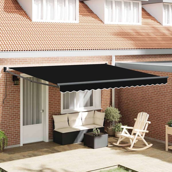 vidaXL Utrækkelig Markise Sort 400 × 300 cm Polyester
