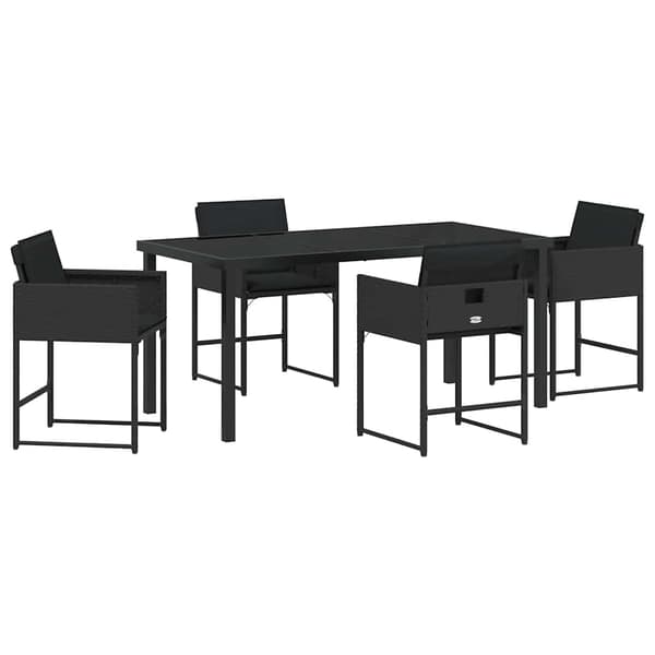vidaXL Have Spisebordssæt 5 pcs Sort polyrattan