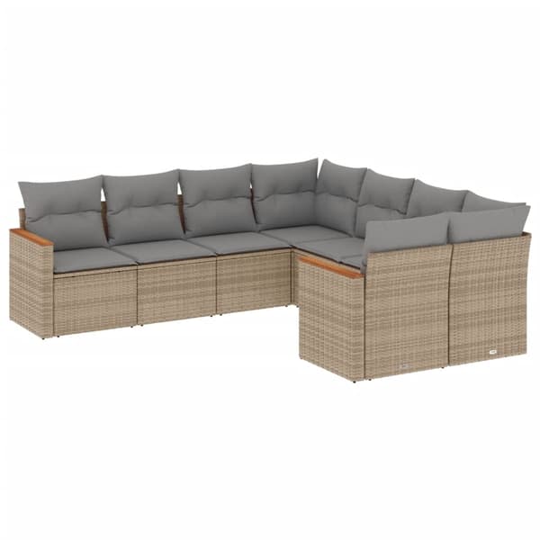 vidaXL sofasæt til haven 8 dele med hynder polyrattan beige
