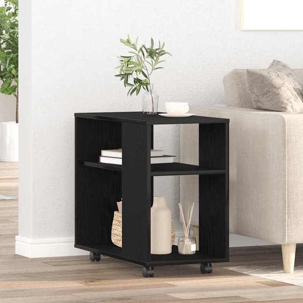 vidaXL sidebord sort egetræ 70x35x60,5 cm konstrueret træ