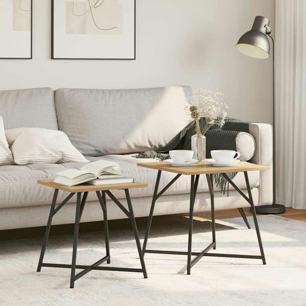 vidaXL Sidebordssæt 2 pcs Artisan egetræ og sort