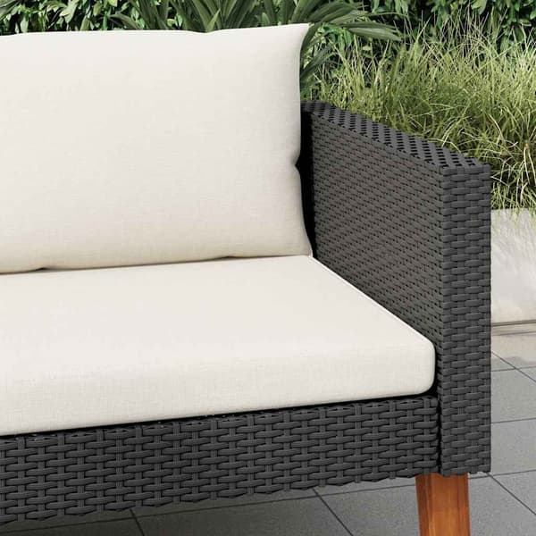 vidaXL 1-personssofa med hynder polyrattan sort