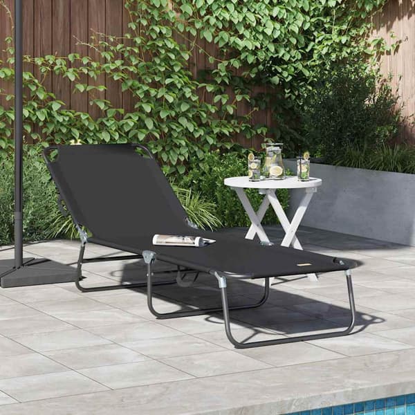 vidaXL Foldestol Sort 188 x 57 x 86,5 cm Polyester