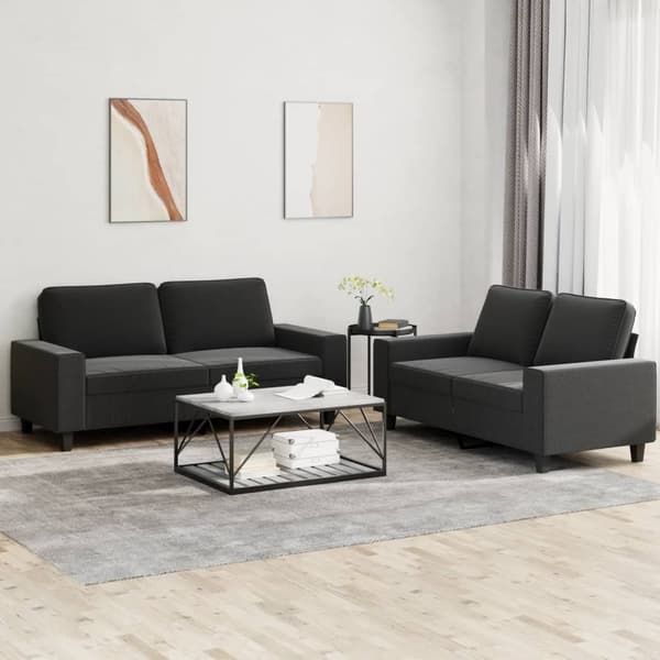 vidaXL sofasæt 2 dele stof sort