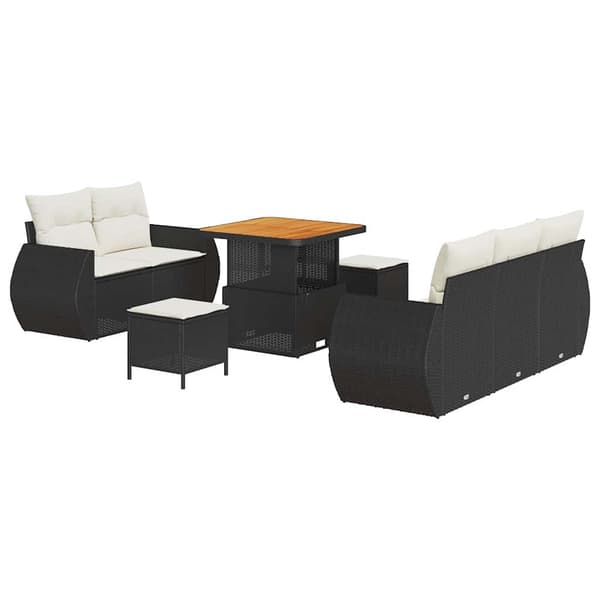 vidaXL Havesofa Sæt 8 pcs Sort polyrattan