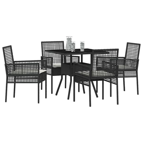 vidaXL Have Spisebordssæt 5 pcs Sort polyrattan