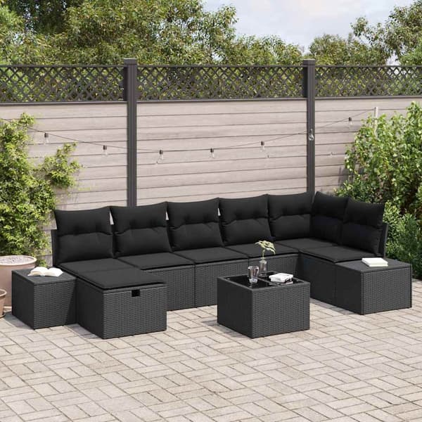 vidaXL Sofasæt med hynder 8 dele polyrattan